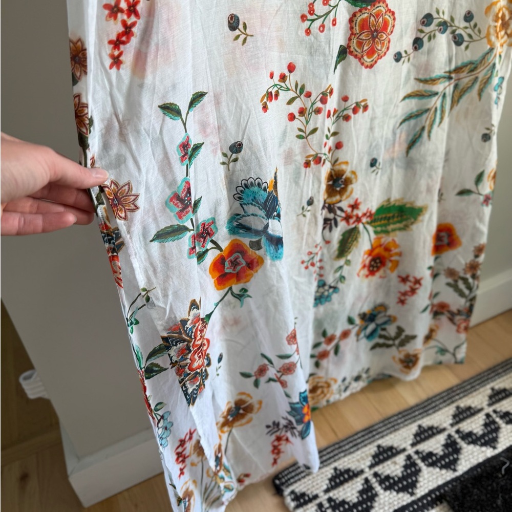 Johnny Was Ardella Dress/Cover up - Silk Blend - White Floral - Size Large - Picture 11 of 14